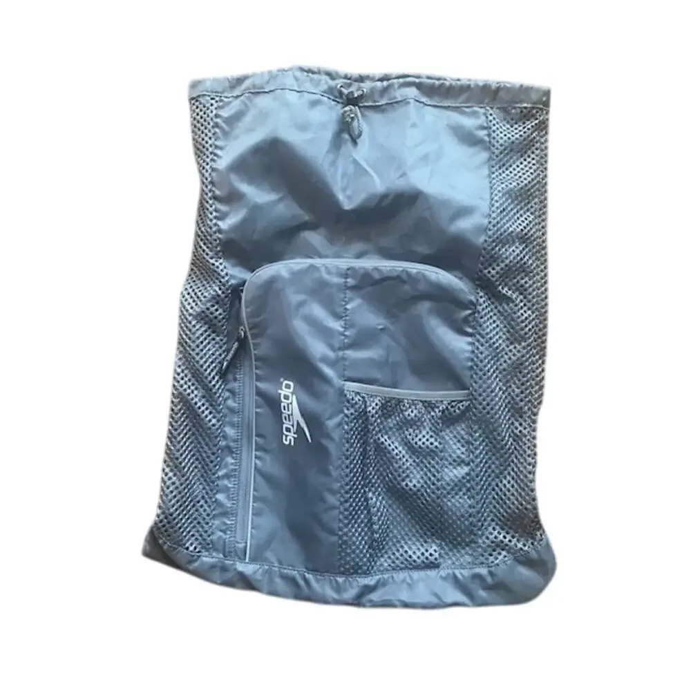 Speedo Deluxe Ventilator Mesh Swim /Equipment Bag - Gray Drawstring Backpack